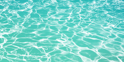 Abstract background like seawater with sunlight reflections. Mint green banner best for summer design.