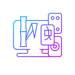 Tile games gradient linear vector icon. Playing with small pieces for entertainment. Popular time spending activities. Thin line color symbols. Modern style pictogram. Vector isolated outline drawing