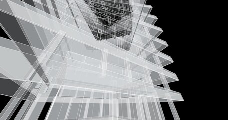 digital drawing of modern building
