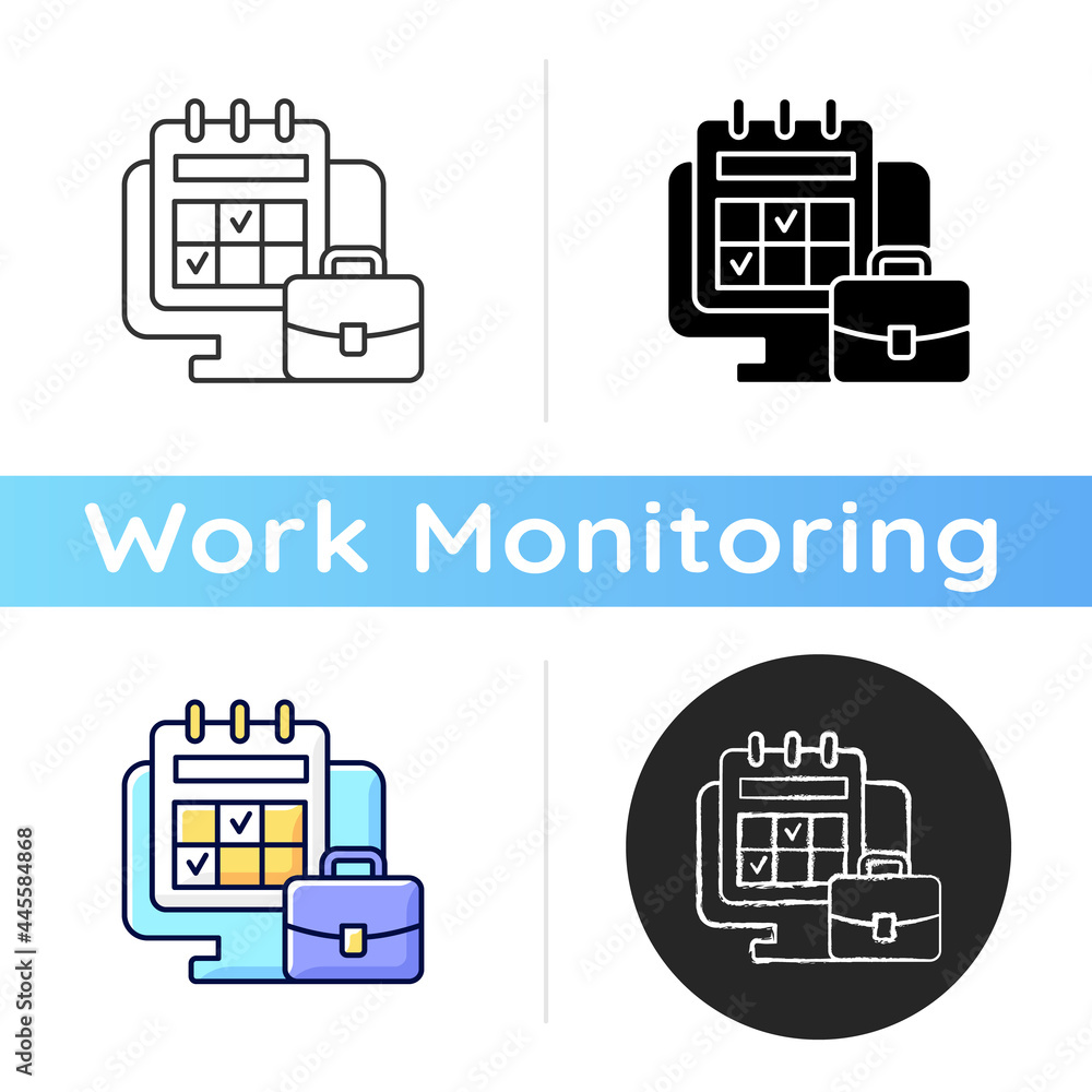 Poster online work calendar icon. schedule business dates and events. planning for professional project. tr