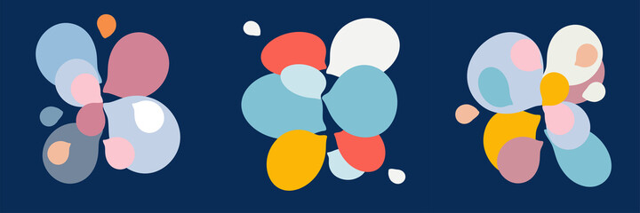 Set of Abstract banners with flowing liquid shapes. Modern figure and forms on flat style. 