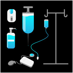 Vector graphic illustration of a collection of medical devices, suitable for health products, clothing design, health illustration design and health icons, etc.