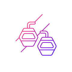 Maokong gondola gradient linear vector icon. Crystal travel cabins. Asian trip. Taiwan cable car. Mountain chariot. Thin line customizable illustration. Isolated vector contour symbol for light mode.