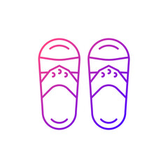 Taiwanese slippers gradient linear vector icon. Traditional walking shoes. Asian summertime footwear. Thin line customizable illustration. Isolated vector contour symbol for light mode.