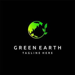 green earth logo with leaf element