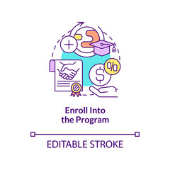 Enroll into internship program concept icon. Intern procedure abstract idea thin line illustration. Registration in study course at college. Vector isolated outline color drawing. Editable stroke