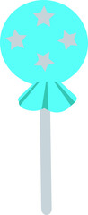 Blue lollipop vector illustration isolated on white background. Yummy sweet pink lollipop design.