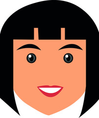 Woman with black eyes and black hair.