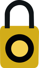 Yellow and black padlock with white background.