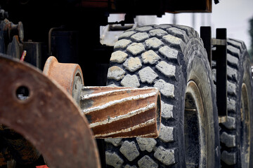 Excavator on a heavy construction road site.