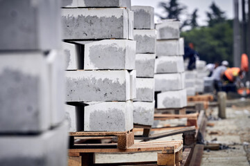 Concrete blocks on a construction site.
