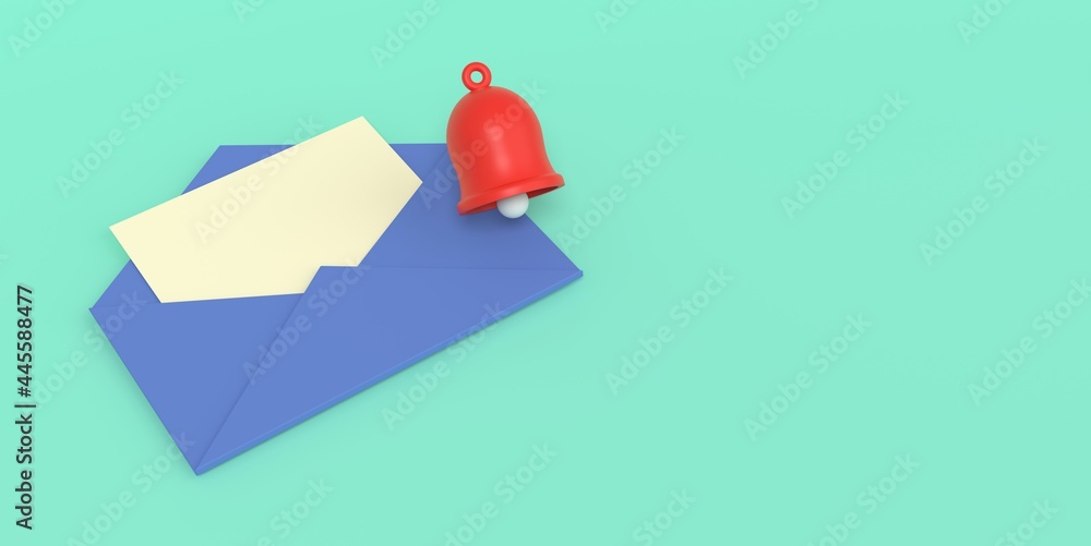 Poster new e-mail in the inbox graphics concept, newsletter, message notification concept, trendy 3d illust