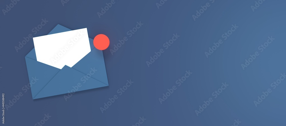 Poster new e-mail in the inbox graphics concept, newsletter, message notification concept, trendy 3d illust