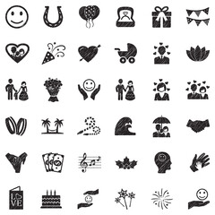 Happiness Icons. Black Scribble Design. Vector Illustration.