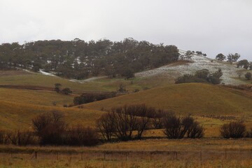 Snow covered Australian farm land.