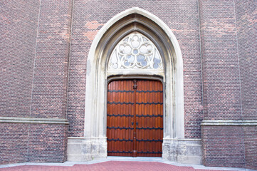 Fototapeta na wymiar Entrance of the Grote Kerk church in Oss in the Netherlands