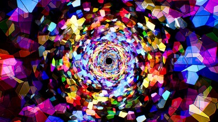 Colorful Stained Glass Mosaic Pattern Tunnel Background