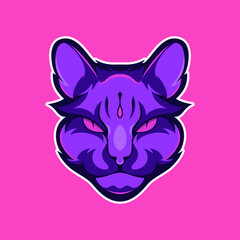 Spooky cat head vector illustration