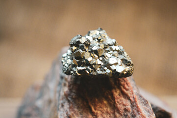 Pyrite mineral stone on collection