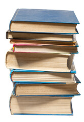 stacked old book isolated on white background