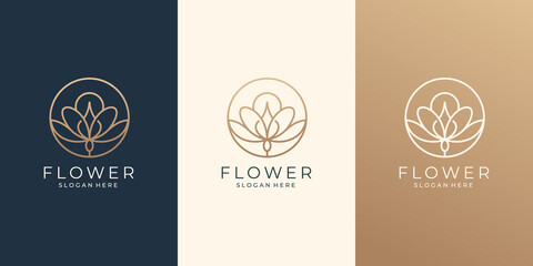 beauty flower line art logo design for salon and spa