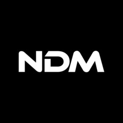 NDM letter logo design with black background in illustrator, vector logo modern alphabet font overlap style. calligraphy designs for logo, Poster, Invitation, etc.