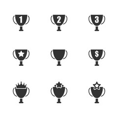 Trophy cup vector icon set