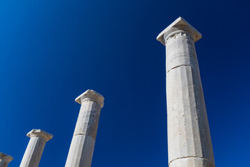 Ancient greek columns on Delos Island in Greece