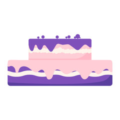 Multi-layer cake with berries. Icon. For decoration of postcards, prints, design. For celebration, birthday..Vector.