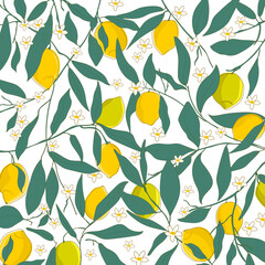 Pattern design with lemons and leaf.pattern design.Design for print ,fabric,Cover book.