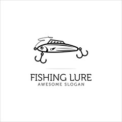 fishing lure logo design,elegant logo for fishing,modern vector template,monochrome logo,icon,emblems in white background