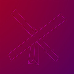 Hedgehog antitank defence. Wireframe low poly mesh vector illustration.