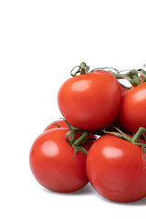 Realistic looking tomatoes isolated white background