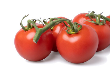 Realistic looking tomatoes isolated white background