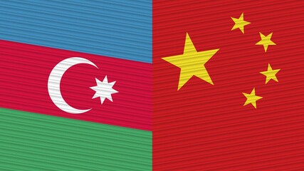 China and Afghanistan Two Half Flags Together Fabric Texture Illustration