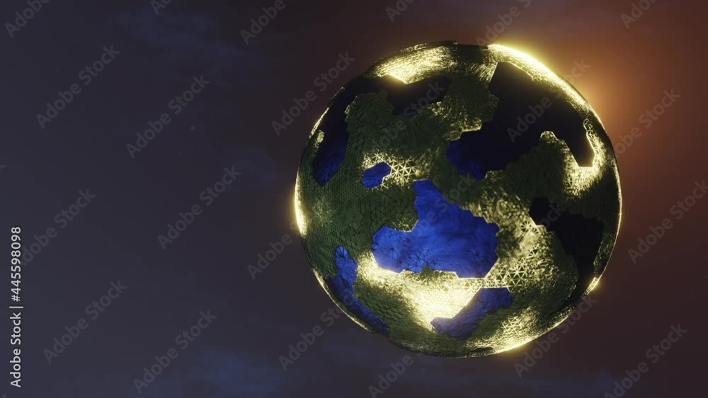 Poster a 3d rendering of rotating globe on a black background in hd