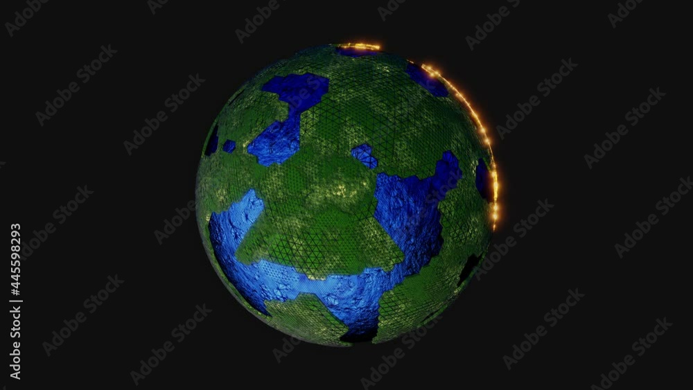 Poster a 3d rendering of rotating globe on a black background in hd