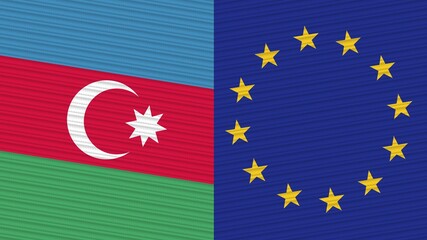 European Union and Afghanistan Two Half Flags Together Fabric Texture Illustration