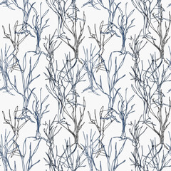 Seamless pattern. Silhouettes of trees on a light background.