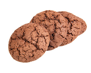Tasty american chocolate cookies isolated on the white background