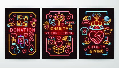 Donation Charity Flyer Concepts. Vector Illustration of Donate Promotion.