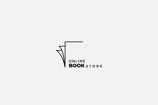 open book logo in linear style design for bookstore, book company, publisher, encyclopedia, library, education logo concept
