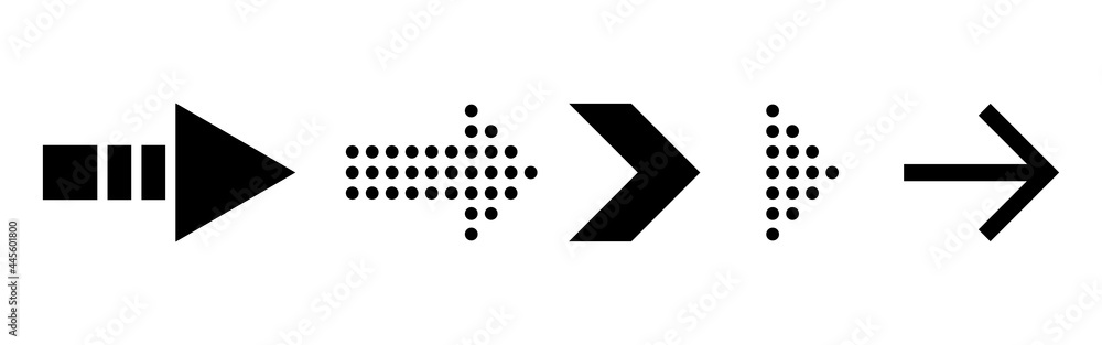 Canvas Prints arrows icons. simple black arrow on white background. pointer right direction. click next template i