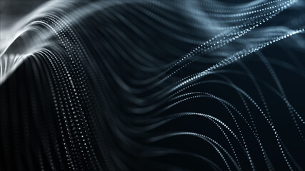 Futuristic point wave. Abstract background with a dynamic dots .Connecting background. Abstract wave. Artificial intelligence. Big data technology 3d rendering