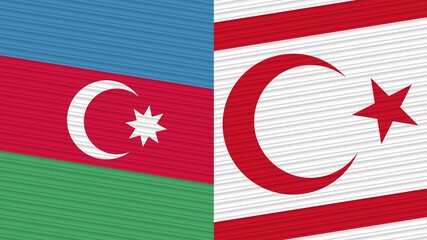 Turkish Republic of Northern Cyprus and Afghanistan Two Half Flags Together Fabric Texture Illustration