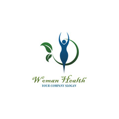 simple health leaf woman design logo template
