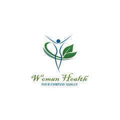 simple health leaf woman design logo template