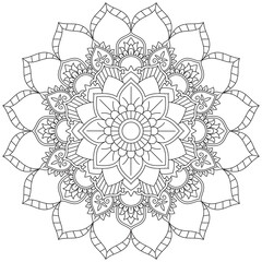 Leaf Flower Petal Coloring Mandala Art Simple Graphic Shape Vector Floral Oriental Outline Vintage Decorative Elements Pattern Illustration Islam Arabic Indian Turkish Mystic Religion Morals Lotus