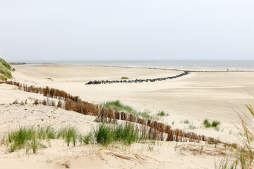 Dunes, beach and see on the Dutch Wadden island of Ameland, near Hollum.