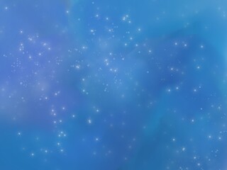 Sky texture background with bright and fantasy stars of blue and purple color
